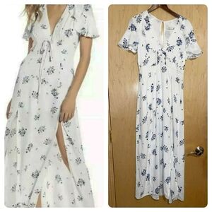 LUSH Ivory Floral Long Maxi Dress